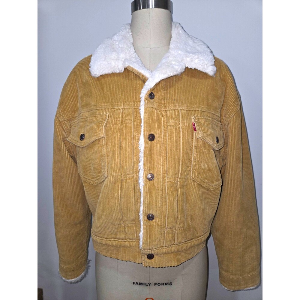 Levi's Women's Tan Corduroy Sherpa Lined Trucker Jacket Coat Size S